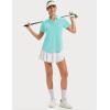 imageMAGCOMSEN Womens Golf Shirts Short Sleeve Polo UPF 50 V Neck Collared Tops Quick Dry Tennis Athletic T ShirtsLight Lake Blue