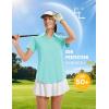 imageMAGCOMSEN Womens Golf Shirts Short Sleeve Polo UPF 50 V Neck Collared Tops Quick Dry Tennis Athletic T ShirtsLight Lake Blue