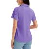 imageMAGCOMSEN Womens Golf Shirts Short Sleeve Polo UPF 50 V Neck Collared Tops Quick Dry Tennis Athletic T ShirtsLight Purple