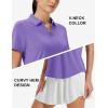 imageMAGCOMSEN Womens Golf Shirts Short Sleeve Polo UPF 50 V Neck Collared Tops Quick Dry Tennis Athletic T ShirtsLight Purple
