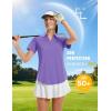 imageMAGCOMSEN Womens Golf Shirts Short Sleeve Polo UPF 50 V Neck Collared Tops Quick Dry Tennis Athletic T ShirtsLight Purple