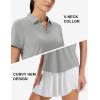 imageMAGCOMSEN Womens Golf Shirts Short Sleeve Polo UPF 50 V Neck Collared Tops Quick Dry Tennis Athletic T ShirtsLightgrey