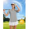 imageMAGCOMSEN Womens Golf Shirts Short Sleeve Polo UPF 50 V Neck Collared Tops Quick Dry Tennis Athletic T ShirtsLightgrey