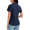 imageMAGCOMSEN Womens Golf Shirts Short Sleeve Polo UPF 50 V Neck Collared Tops Quick Dry Tennis Athletic T ShirtsNavy