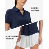 imageMAGCOMSEN Womens Golf Shirts Short Sleeve Polo UPF 50 V Neck Collared Tops Quick Dry Tennis Athletic T ShirtsNavy