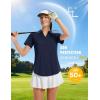 imageMAGCOMSEN Womens Golf Shirts Short Sleeve Polo UPF 50 V Neck Collared Tops Quick Dry Tennis Athletic T ShirtsNavy