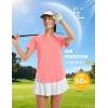 imageMAGCOMSEN Womens Golf Shirts Short Sleeve Polo UPF 50 V Neck Collared Tops Quick Dry Tennis Athletic T ShirtsPink