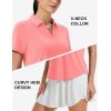 imageMAGCOMSEN Womens Golf Shirts Short Sleeve Polo UPF 50 V Neck Collared Tops Quick Dry Tennis Athletic T ShirtsPink