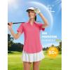 imageMAGCOMSEN Womens Golf Shirts Short Sleeve Polo UPF 50 V Neck Collared Tops Quick Dry Tennis Athletic T ShirtsRosered