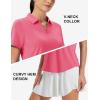 imageMAGCOMSEN Womens Golf Shirts Short Sleeve Polo UPF 50 V Neck Collared Tops Quick Dry Tennis Athletic T ShirtsRosered