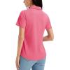 imageMAGCOMSEN Womens Golf Shirts Short Sleeve Polo UPF 50 V Neck Collared Tops Quick Dry Tennis Athletic T ShirtsRosered