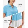 imageMAGCOMSEN Womens Golf Shirts Short Sleeve Polo UPF 50 V Neck Collared Tops Quick Dry Tennis Athletic T ShirtsSkyblue
