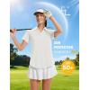 imageMAGCOMSEN Womens Golf Shirts Short Sleeve Polo UPF 50 V Neck Collared Tops Quick Dry Tennis Athletic T ShirtsWhite