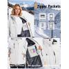 imageMAGCOMSEN Womens Ski Jacket Snow Winter Coat Waterproof Insulated Warm Fleece Thermal Skiing Jacket Windproof RaincoatWhite