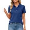 imageMAGCOMSEN Womens Polo Shirts Short Sleeve Quick Dry Golf TShirts Collared Golf Tops for Work Casual 4 ButtonsDark Blue