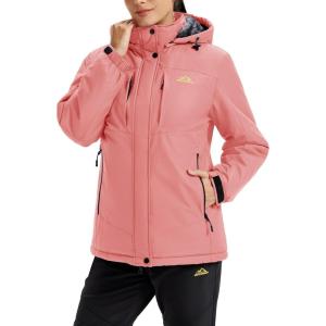 imageMAGCOMSEN Womens Ski Jacket Snow Winter Coat Waterproof Insulated Warm Fleece Thermal Skiing Jacket Windproof RaincoatAquared