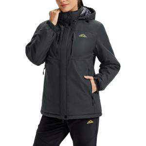imageMAGCOMSEN Womens Ski Jacket Snow Winter Coat Waterproof Insulated Warm Fleece Thermal Skiing Jacket Windproof RaincoatCarbongrey