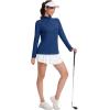 imageMAGCOMSEN Womens Shirts Long Sleeve 14 Zip UPF50 UV Sun Protection Quick Dry Workout Hiking Athletic Shirts Rash GuardDark Blue