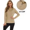 imageMAGCOMSEN Womens Shirts Long Sleeve 14 Zip UPF50 UV Sun Protection Quick Dry Workout Hiking Athletic Shirts Rash GuardKhaki