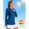 imageMAGCOMSEN Womens Shirts Long Sleeve 14 Zip UPF50 UV Sun Protection Quick Dry Workout Hiking Athletic Shirts Rash GuardMedium Blue