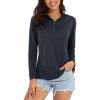 imageMAGCOMSEN Womens Long Sleeve Shirts 14 Zip Pullover UPF 50 Quick Dry Workout Tops Running Athletic Hiking ShirtsBlack
