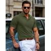 imageMAGCOMSEN Mens Polo Shirts Short Sleeve Cotton Pique Golf Shirts with Pocket Casual Performance Moisture Wicking Polos Army Green S