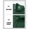 imageMAGCOMSEN Mens Polo Shirts Short Sleeve Cotton Pique Golf Shirts with Pocket Casual Performance Moisture Wicking Polos Dark Green M