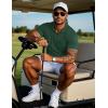 imageMAGCOMSEN Mens Polo Shirts Short Sleeve Cotton Pique Golf Shirts with Pocket Casual Performance Moisture Wicking Polos Dark Green M