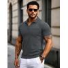 imageMAGCOMSEN Mens Polo Shirts Short Sleeve Cotton Pique Golf Shirts with Pocket Casual Performance Moisture Wicking Polos Dark Grey L