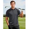imageMAGCOMSEN Mens Polo Shirts Short Sleeve Moisture Wicking Performance Collared Shirt Athletic Casual Golf PolosDarkgrey