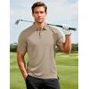 imageMAGCOMSEN Mens Polo Shirts Short Sleeve Moisture Wicking Performance Collared Shirt Athletic Casual Golf PolosKhaki