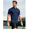 imageMAGCOMSEN Mens Polo Shirts Short Sleeve Moisture Wicking Performance Collared Shirt Athletic Casual Golf PolosNavy
