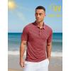 imageMAGCOMSEN Mens Polo Shirts Short Sleeve Striped Golf Polos Dry Fit Casual Collared Shirt Red L
