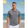 imageMAGCOMSEN Mens Polo Shirts Short Sleeve Striped Golf Summer Polos Dry Fit Performance Casual Collared Shirt Medium Grey S