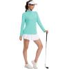 imageMAGCOMSEN Womens Quarter Zip Pullover Long Sleeve UPF 50 Rashguard Golf Sun Protection Shirts Quick Dry Workout TopsLight Green