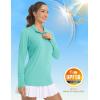 imageMAGCOMSEN Womens Quarter Zip Pullover Long Sleeve UPF 50 Rashguard Golf Sun Protection Shirts Quick Dry Workout TopsLight Green