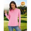 imageMAGCOMSEN Womens Quarter Zip Pullover Long Sleeve UPF 50 Rashguard Golf Sun Protection Shirts Quick Dry Workout TopsPink