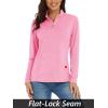 imageMAGCOMSEN Womens Quarter Zip Pullover Long Sleeve UPF 50 Rashguard Golf Sun Protection Shirts Quick Dry Workout TopsPink