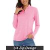 imageMAGCOMSEN Womens Quarter Zip Pullover Long Sleeve UPF 50 Rashguard Golf Sun Protection Shirts Quick Dry Workout TopsPink
