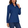 imageMAGCOMSEN Womens Quarter Zip Pullover Polar Fleece Sweatshirts Lightweight StandCollar Jacket Warm TopsDark Blue