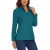 imageMAGCOMSEN Womens Quarter Zip Pullover Polar Fleece Sweatshirts Lightweight StandCollar Jacket Warm TopsPeacock Blue