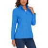 imageMAGCOMSEN Womens Quarter Zip Pullover Polar Fleece Sweatshirts Lightweight StandCollar Jacket Warm TopsSea Blue