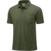 imageMAGCOMSEN Mens Polo Shirts Short Sleeve Cotton Pique Golf Shirts with Pocket Casual Performance Moisture Wicking Polos Army Green XL
