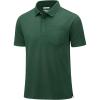 imageMAGCOMSEN Mens Polo Shirts with Pocket Short Sleeve Cotton Pique Collared Shirt Moisture Wicking Golf Shirts Summer Tops Dark Green 2XL