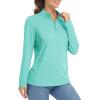 imageMAGCOMSEN Womens Quarter Zip Pullover Long Sleeve UPF 50 Rashguard Golf Sun Protection Shirts Quick Dry Workout TopsLight Green