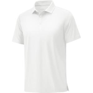 imageMAGCOMSEN Mens Polo Shirts Short Sleeve Collared Shirt Moisture Wicking Dry Fit Performance Golf Casual Work ShirtsWhite