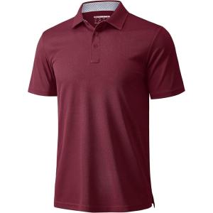 imageMAGCOMSEN Mens Polo Shirts Short Sleeve Moisture Wicking Performance Collared Shirt Athletic Casual Golf PolosWinered