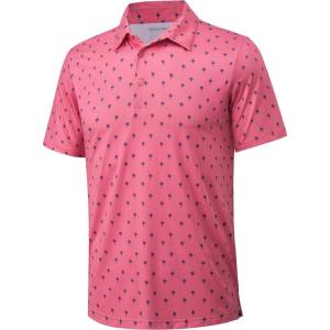 imageMAGCOMSEN Mens Polo Shirts Short Sleeve Print Patterns Collared Shirt Performance Moisture Wicking Golf PolosRed Coconut