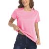 imageMAGCOMSEN Womens Running Shirts Short Sleeve Fitness Workout Athletic TShirt Hiking Shirts Dry Fit Jogging Shirts Pink Small