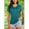 imageMAGCOMSEN Womens T Shirts VNeck Short Sleeve UPF 50 Sun Protection Performance Quick Dry Athletic Shirts Tee TopsEmerald Green
